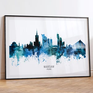 Warsaw Cityscape Poland, Skyline Wall Art Poster Print RX (20674)