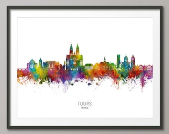 Tours Skyline France, Cityscape Painting Art Print Poster CX (32574)