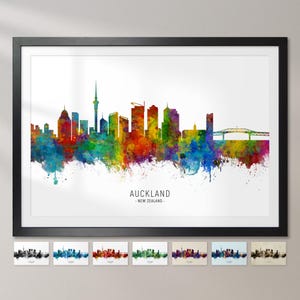 Auckland Skyline Neuseeland, Stadtansicht Gemälde Kunstdruck Poster CX (6484)