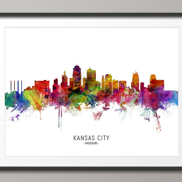 Kansas City Skyline Poster Etsy