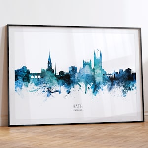 Póster de pared con la silueta del paisaje urbano de Bath, Inglaterra, RX (20660)