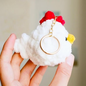 Mönster för virkad nyckelring för minikyckling | Amigurumi-kycklinghandledning (digital PDF)