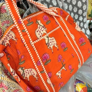 Indian Large Cotton Tote Bag/ Shopping Bag/ Shoulder Bags/ Grocery Bag/ Quilted Bag For Women/Travel Weekender Bag/ Carry Bag/Handmade Totes image 1