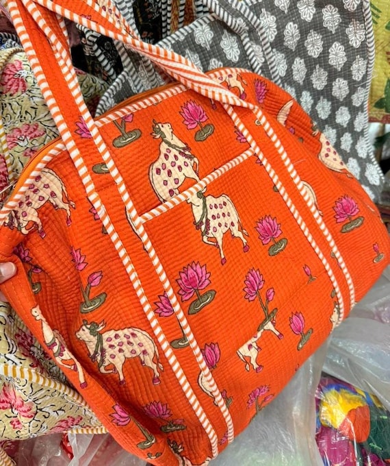 Indian Large Cotton Tote Bag/ Shopping Bag/ Shoulder Bags/ Grocery Bag/ Quilted Bag For Women/Travel Weekender Bag/ Carry Bag/Handmade Totes