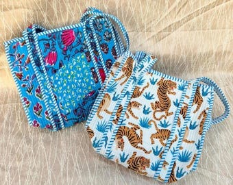 Quilted Cotton Tote Bag: Hand Block Print Shopping Bag