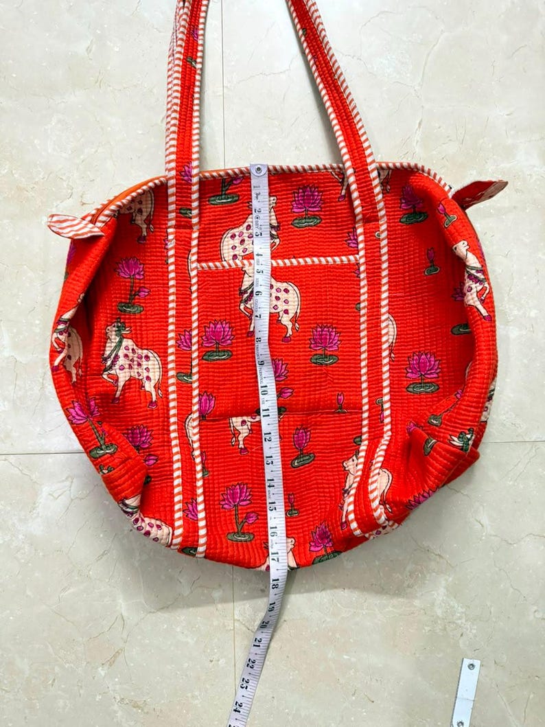 Indian Large Cotton Tote Bag/ Shopping Bag/ Shoulder Bags/ Grocery Bag/ Quilted Bag For Women/Travel Weekender Bag/ Carry Bag/Handmade Totes image 6