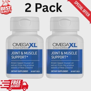 Set van 2 Omega XL-softgels, dagelijks wellnesssupplement, gemakkelijk in te nemen capsules, voordeelbundel van 2 flessen