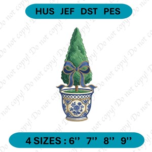 Topiary Baum Maschinenstickerei: Chinoiserie Topfpflanze (Digitaler Download)