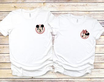 Camiseta Disney a cuadros de Minnie y Mickey con bolsillo, Camiseta para viaje familiar a Disney, Camiseta Disney 2026, Camiseta de San Valentín, Sudadera Disney