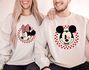 Camiseta Disney de Minnie y Mickey a cuadros, Camiseta para viaje familiar a Disney, Camiseta Disney 2026, Camiseta de San Valentín, Sudadera Disney
