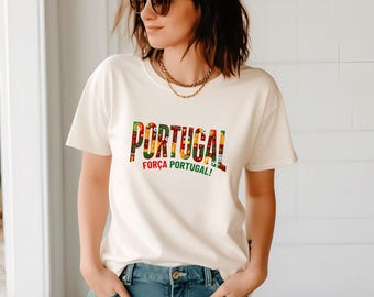 Camiseta de aficionado al fútbol de Portugal, camiseta gráfica Força Portugal Seleção Pride