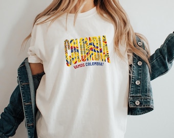 Camiseta retro de fútbol Vamos Colombia, camiseta con estampado del Mundial