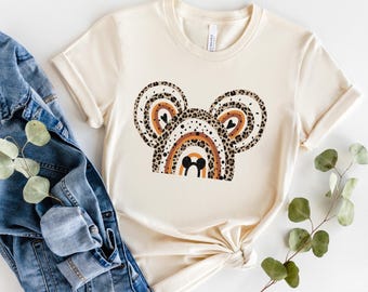 Camiseta con orejas de Mickey y leopardo, camiseta con corazones de Mickey, camiseta de Mickey y Minnie, camiseta Disney 2026, sudadera Disney
