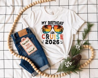 Camiseta Crucero de Cumpleaños 2026, Camiseta Retro de Vacaciones Tropicales en Familia