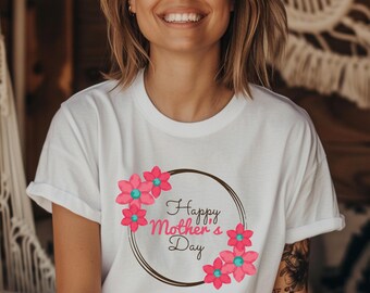 Blumen glücklicher Muttertag T-Shirt, Mutter Geschenk Tee
