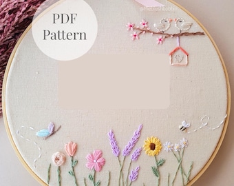 Wildflower Embroidery Pattern PDF, Flower Hoop Kit for Beginners, Hand Embroidery Digital Download, Nursery Wall Art, DIY Craft Gift