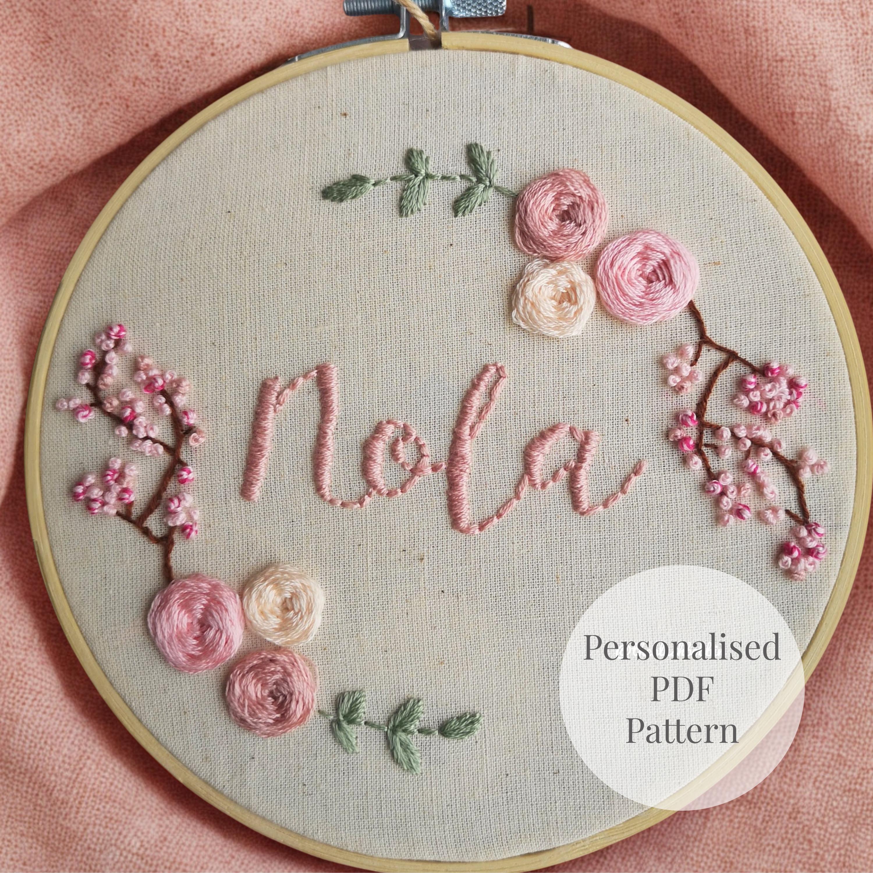 cherryオーダーページ Personalized Cherry Blossom Embroidery Pattern PDF | Custom Name