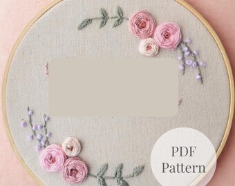 Pastel Floral Embroidery Pattern PDF | Beginner Hand Embroidery Design | Modern Cottagecore Hoop Art DIY Instant Download