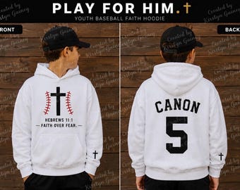 Youth Baseball Hoodie | Clutch Christian Faith Pullover Philippians 4:13 Scripture