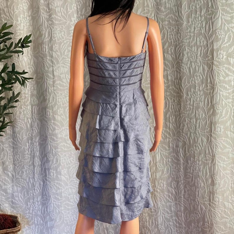 Vintage Y2K Adrianna Papell Metallic Purple/Gray Layered Formal Dress Fairy Sz 4 image 6