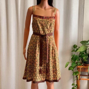 Vintage Y2K Yoana Baraschi Anthropologie Geometric Print Dress Cottagecore Sz 10 image 2