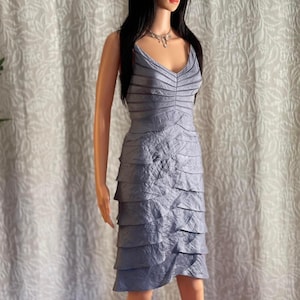 Vintage Y2K Adrianna Papell Metallic Purple/Gray Layered Formal Dress Fairy Sz 4 image 1