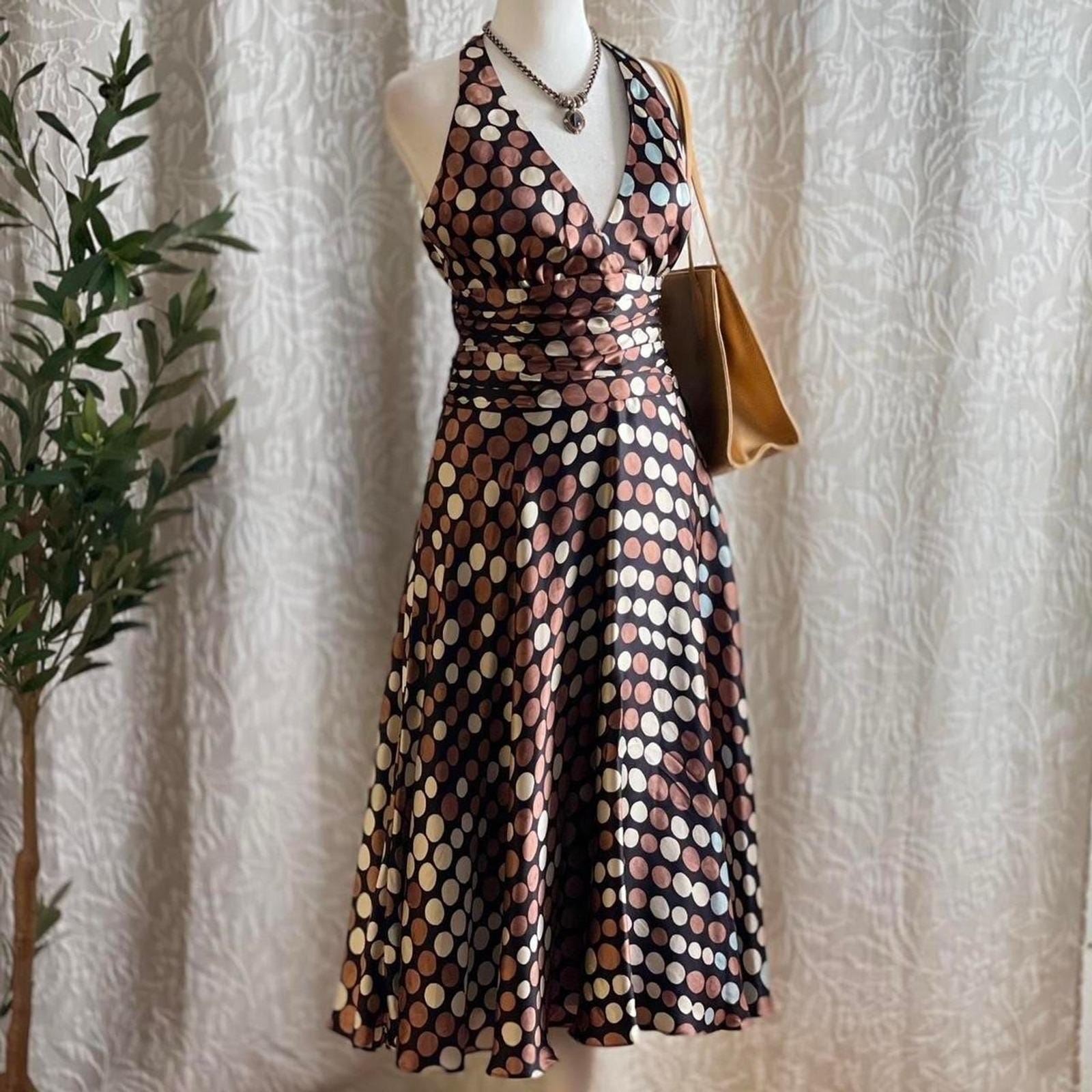 Brown Polka Dot Dress Silk - Etsy Brown Polka Dot Dress Silk - Etsy