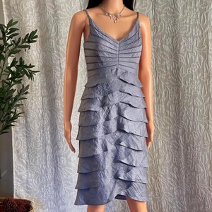 Vintage Y2K Adrianna Papell Metallic Purple/Gray Layered Formal Dress Fairy Sz 4 image 2