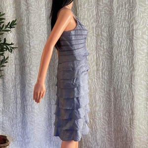 Vintage Y2K Adrianna Papell Metallic Purple/Gray Layered Formal Dress Fairy Sz 4 image 5