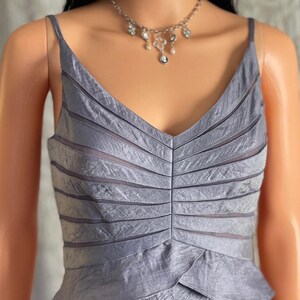 Vintage Y2K Adrianna Papell Metallic Purple/Gray Layered Formal Dress Fairy Sz 4 image 3