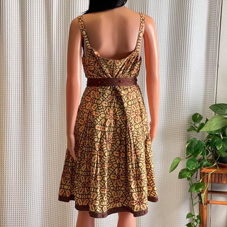 Vintage Y2K Yoana Baraschi Anthropologie Geometric Print Dress Cottagecore Sz 10 image 4