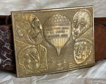 Cinturón de cuero trenzado con hebilla de latón de Barnum & Bailey, estilo vintage de 1908. Recuerdos de circo.