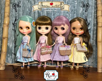Blythe Doll Dress: Sangallo Cotton, Bag Set - Fits Licca, Azone