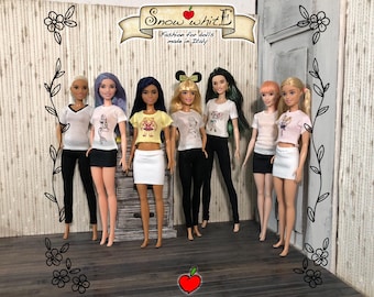 Cartoon Print Doll T-Shirt: Fits 11.5" Fashion Dolls