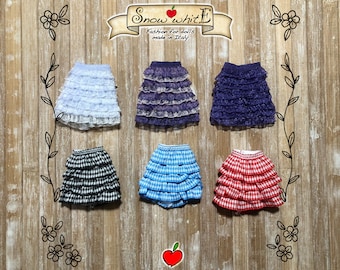 1/6 Scale Doll Skirt: Vichy & Tulle Ruffle Skirt