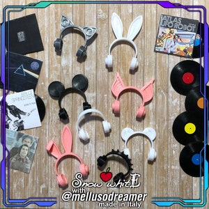 3D printed (PLA) animal headphones for 1/6 size doll and similar.
