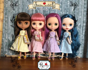 Sangallo Cotton Doll Dress: Blythe, Licca, Azone - Handmade with Bag