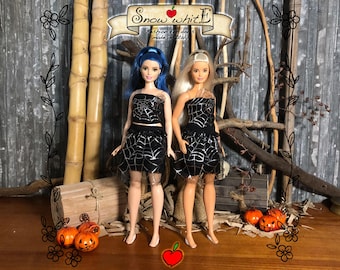 Curvy Doll Halloween Outfit: Spiderweb Tulle Dress for 11.5" Dolls
