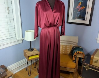 Vintage 70s satin JC Penny polyester kaftan dress S/M