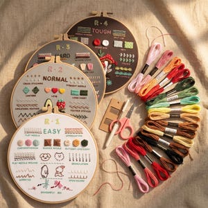 Embroidery Starter Kit for Beginners, Learn Stitches Sampler Set
