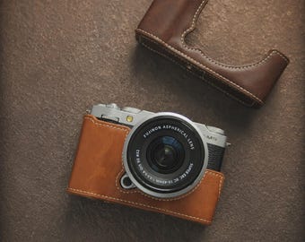 Fujifilm X half (X-HF1) leren cameratas: cadeau voor fotografen, hoogwaardige vintage tas, Flat White Days