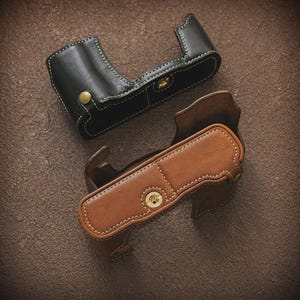 Olympus PEN E-P5 Läderkameraväska: Present till fotograf, Premium Vintage-väska, Café Wanderer
