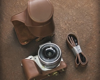 Leren cameratas voor Sony NEX-5R / NEX-5T / NEX-5N: Cadeau voor fotografen, hoogwaardige vintage tas, Pocket Journeys
