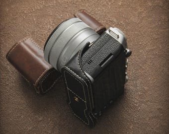 Leren cameratas voor Fujifilm X-T5: Cadeau voor fotografen, hoogwaardige vintage tas, Summit to Shore