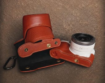 Leren cameratas voor Samsung NX3000: een perfect cadeau voor fotografen, een luxe vintage tas, ideaal voor een weekendje weg.