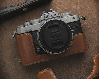 Nikon Z FC leren cameratas: cadeau voor fotografen, hoogwaardige vintage tas, koffiehuis-sfeer