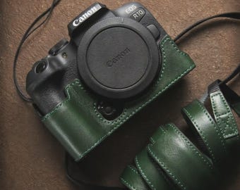 Leren cameratas voor Canon EOS R7: Cadeau voor fotografen, hoogwaardige vintage tas, ideaal voor weekendtrips.