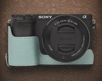 Leren cameratas voor Sony Alpha A6400 / A6100: Cadeau voor fotografen, hoogwaardige vintage tas, Wanderlust