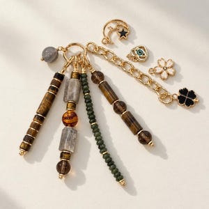 Custom Bag Charm, Protection & Power Natural Crystals (Key Chain)