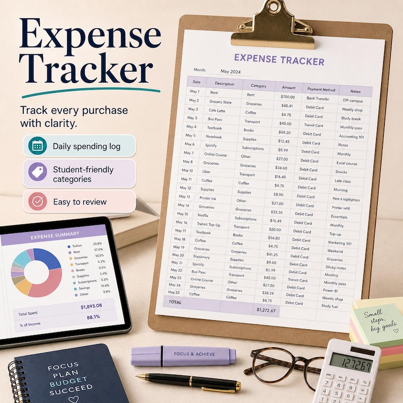 Student Budget Planner & Expense Tracker – Monthly Financial Organizer ...